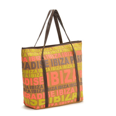 Leather Strap Promotional Logo Canvas Cotton Tote Bags