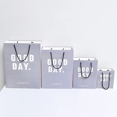 Custom Logo Offset Printing Grey 230GSM Art Paper Gift Bags