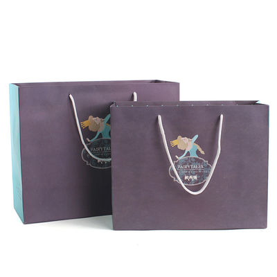 Unique Gift Handle Grey Cotton Art Custom Printed Paper Bags