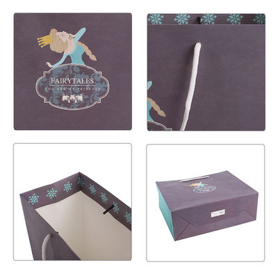 Unique Gift Handle Grey Cotton Art Custom Printed Paper Bags