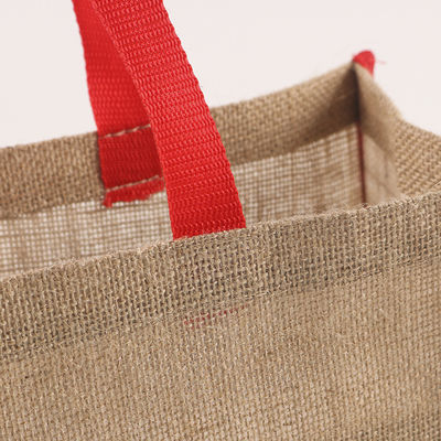 Eco 100% Reusable Shopping Storage Red Handle Jute Tote Bags