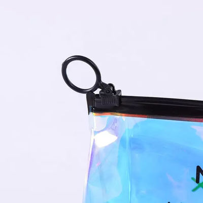 Logo Print Custom Holographic PVC Makeup Zipper Bag