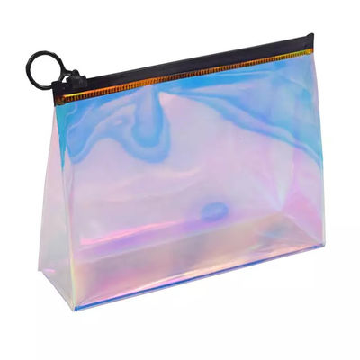 Logo Print Custom Holographic PVC Makeup Zipper Bag