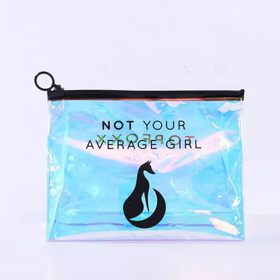 Logo Print Custom Holographic PVC Makeup Zipper Bag