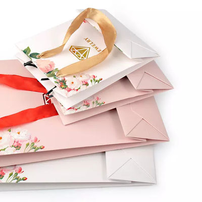 Custom Printed Ribbon Handle Craft Gift Jewelry Paper Bag