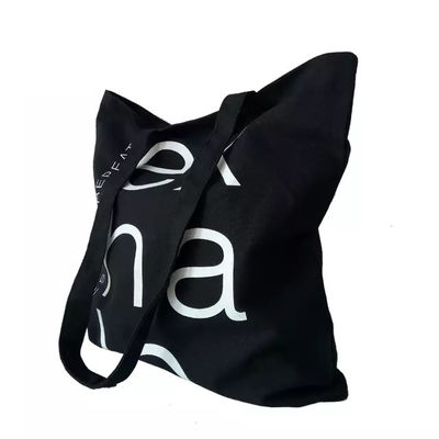 Black 12oz Organic Cotton Tote Bags 15KG Carry Ability