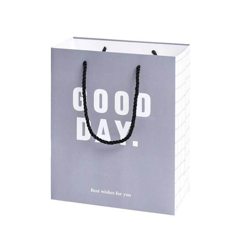 Custom Logo Offset Printing Grey 230GSM Art Paper Gift Bags