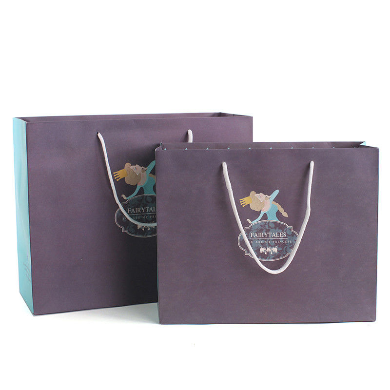 Unique Gift Handle Grey Cotton Art Custom Printed Paper Bags