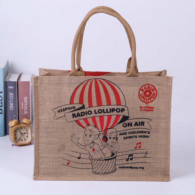 Custom Printed Eco Reusable Large Shopping Tote Burlap Jute Bag