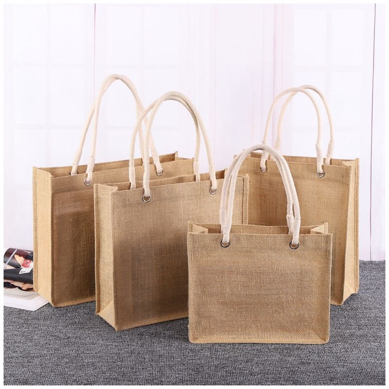 Silk Screen Jute Tote Bag