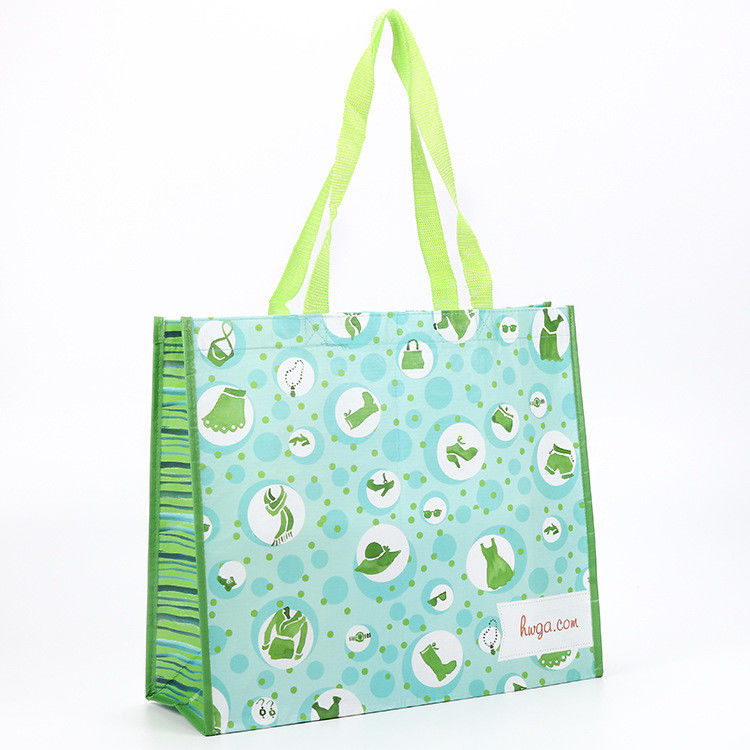 Promotional Waterproof Recycled Laminated Green PP Woven Bag